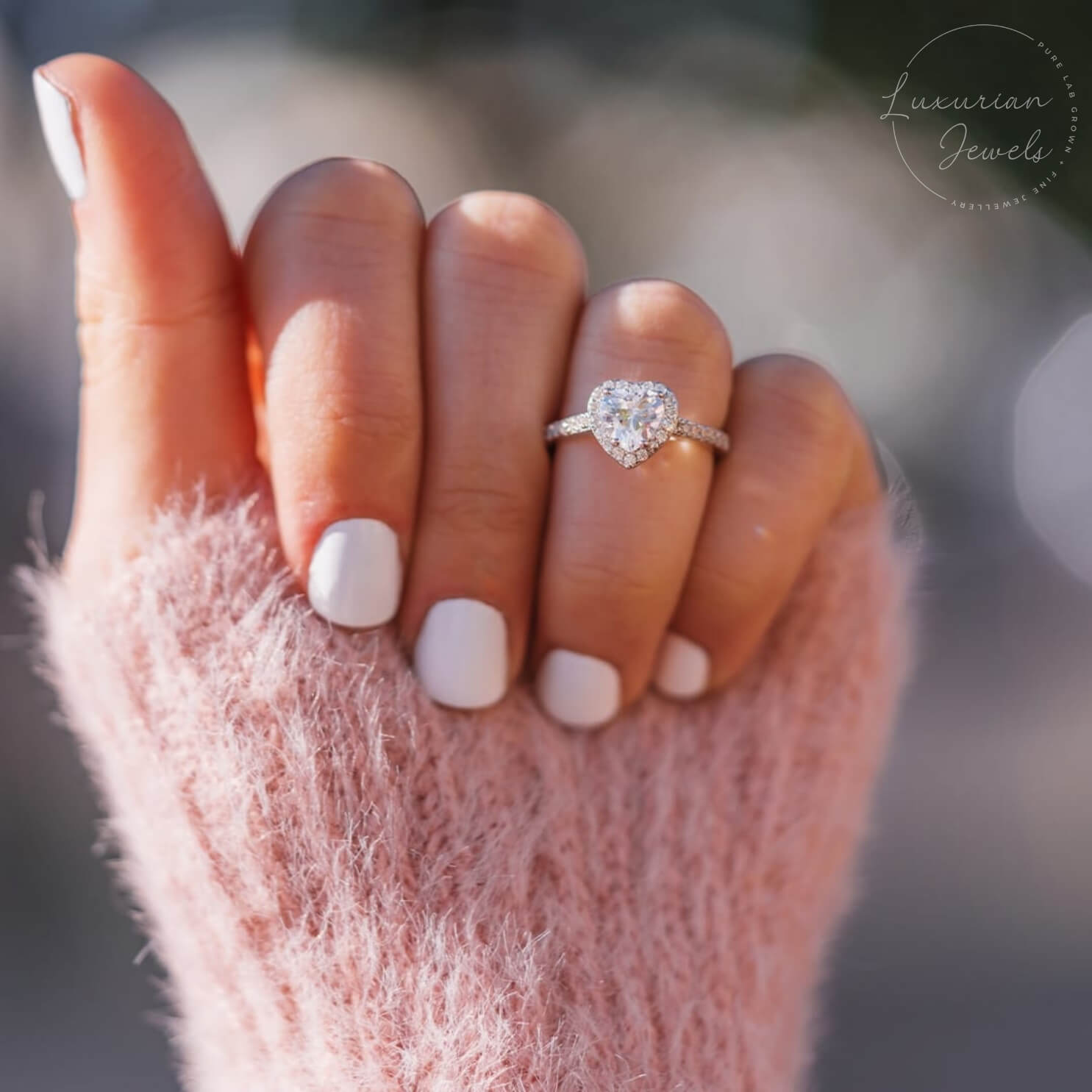 Old Mine Heart Cut Lab Grown Diamond Cluster Ring