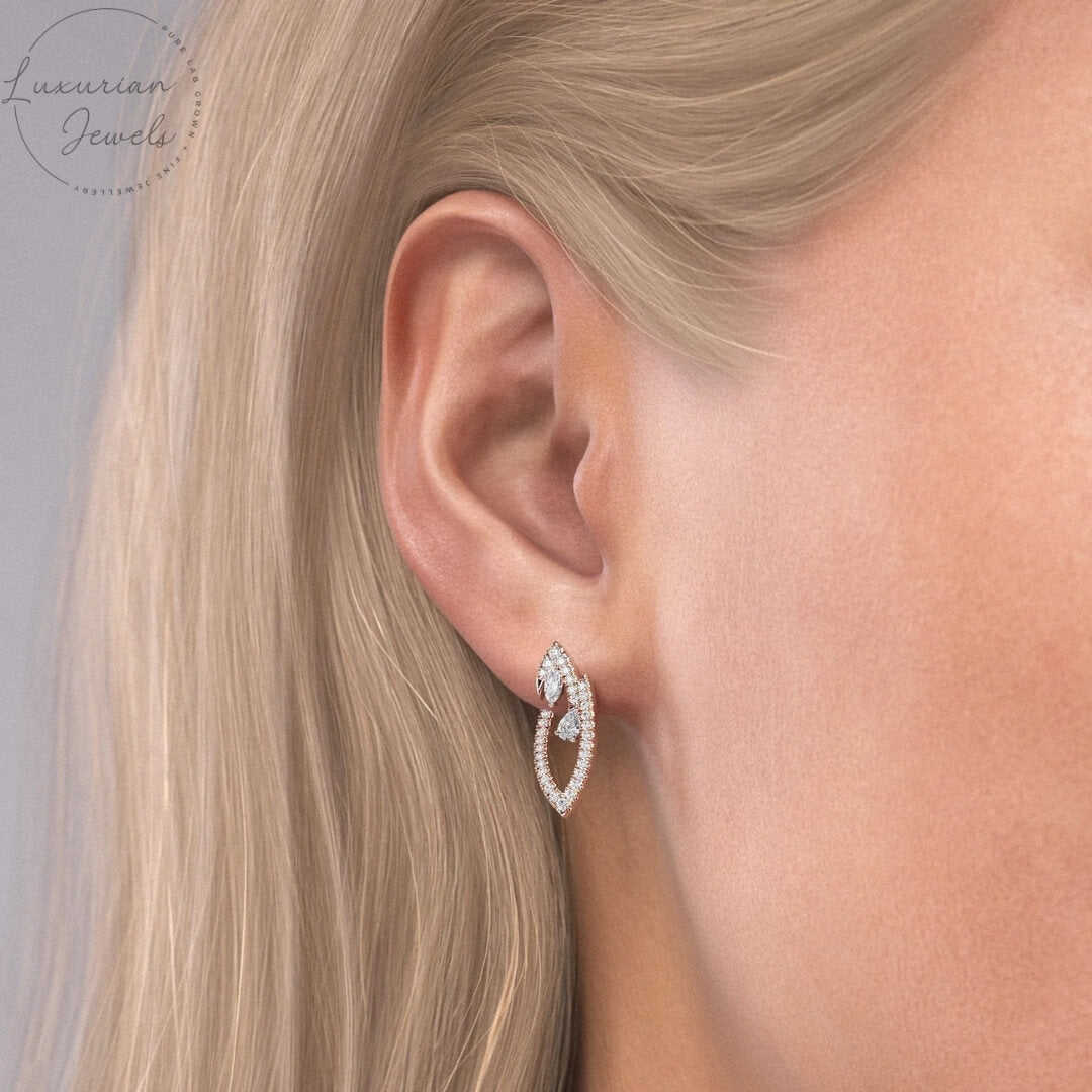 Lab Grown Multi Diamond Marquise Earrings