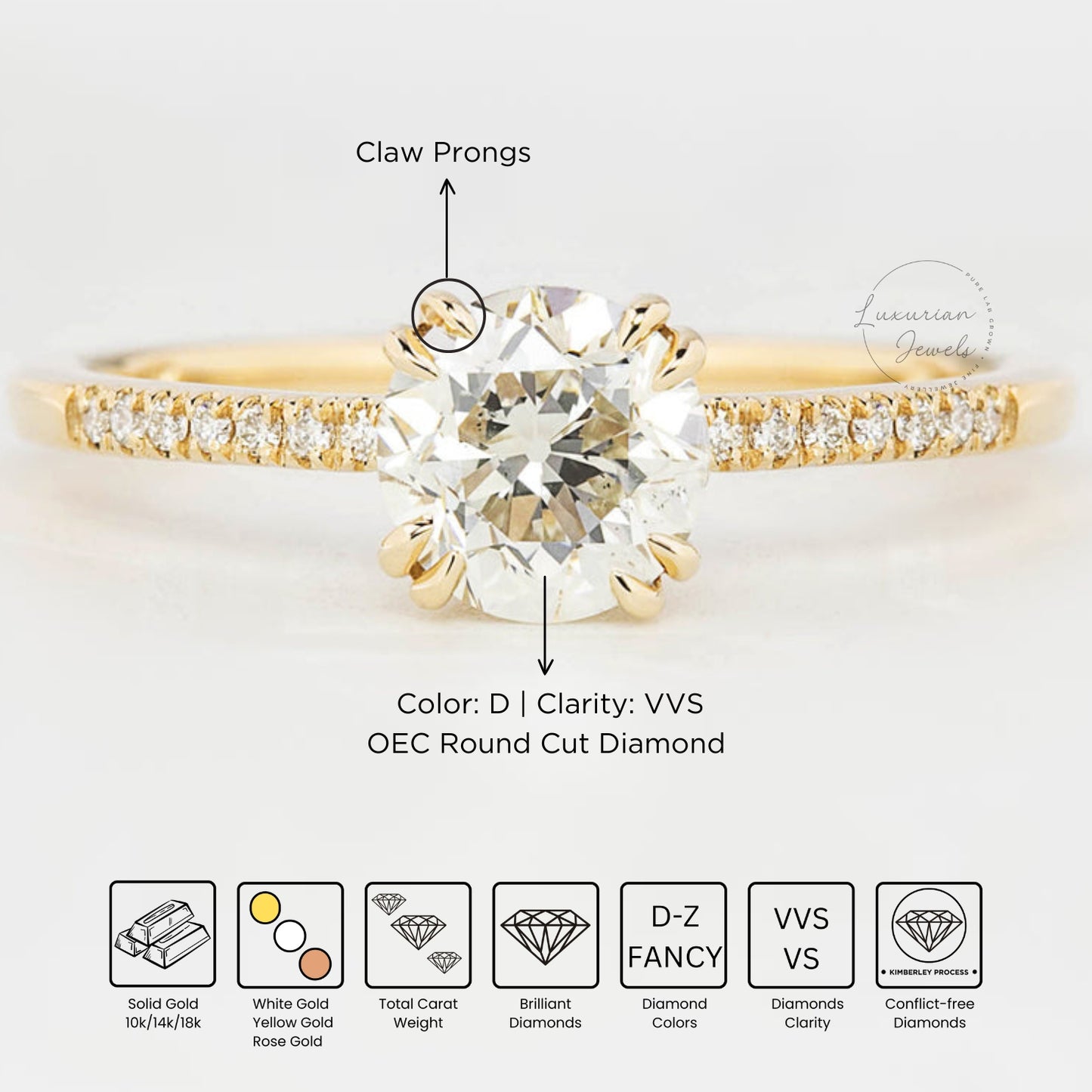 Yellow Gold Old Mine Cut Diamond Engagement Ring