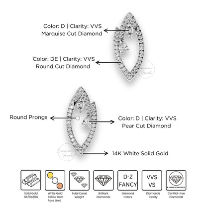 Lab Grown Multi Diamond Marquise Earrings