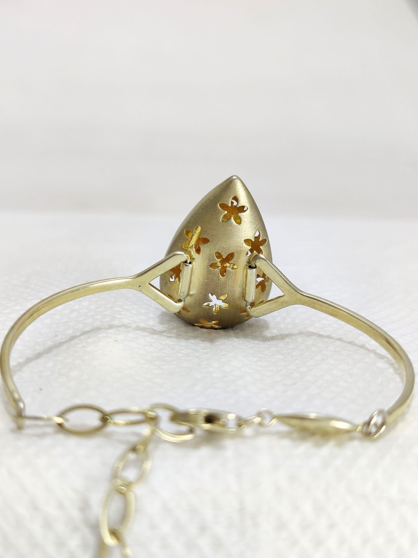 Large Pear Shape Antique Gold Plated Bracelet