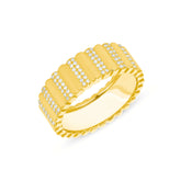 5 MM Yellow Gold Diamond Ribbed Band