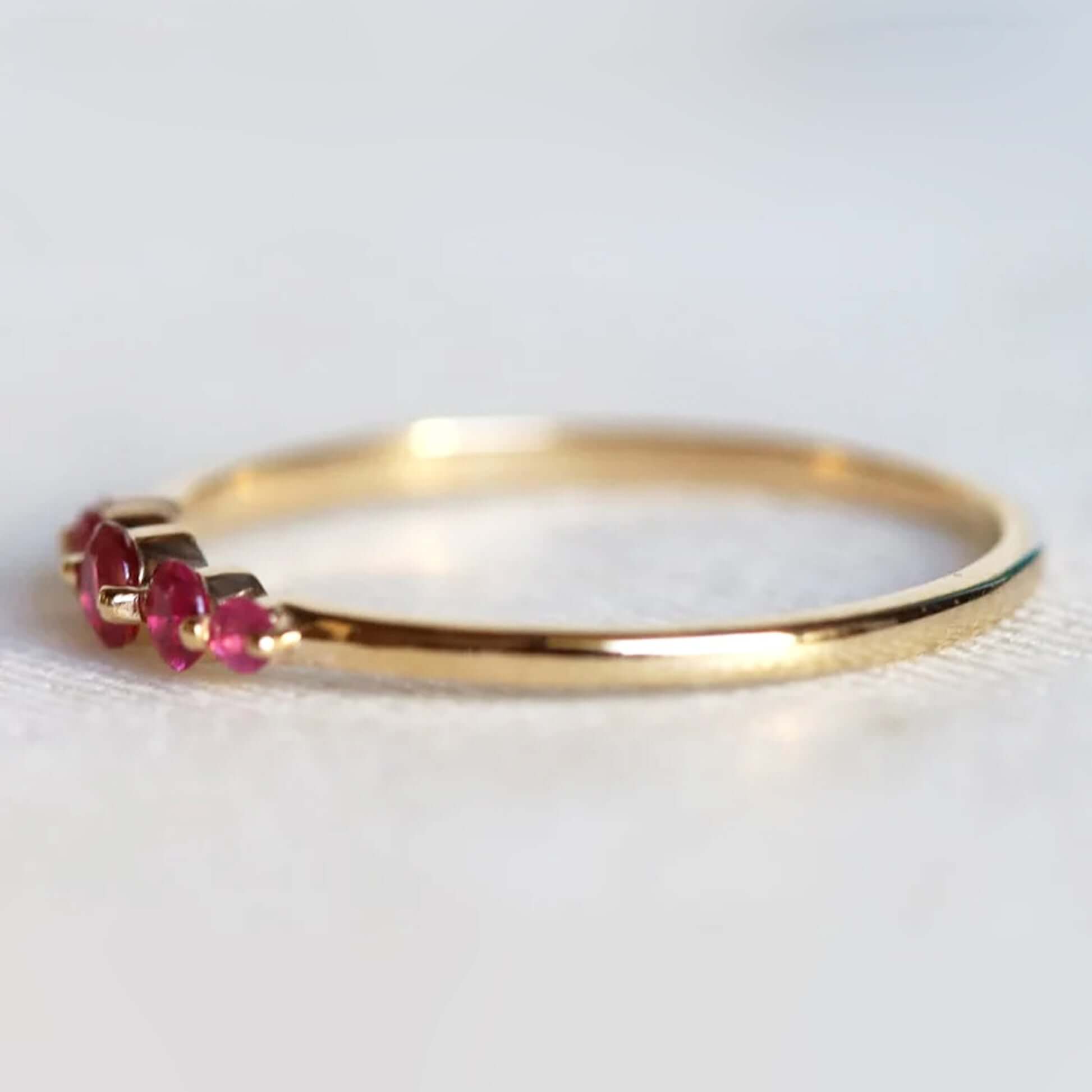 5 Stone Floating Pink Sapphire Ring 