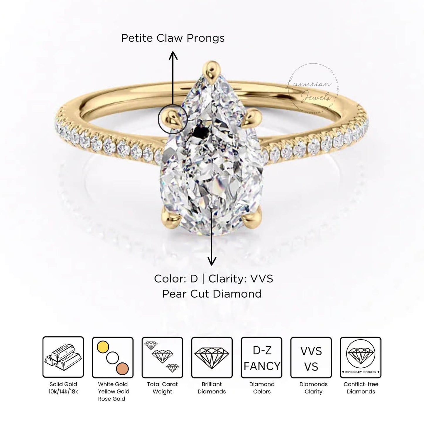 Pear Cut Solitaire Accent Ring