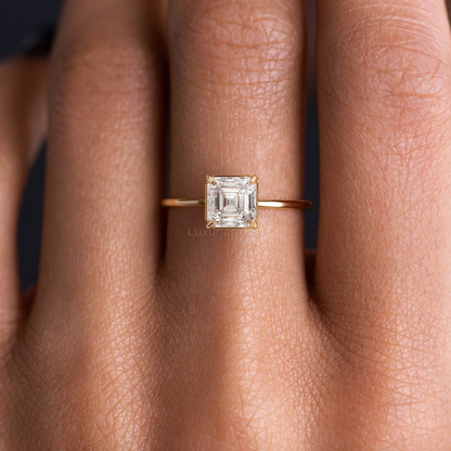 14k Asscher Cut Lab Diamond Engagement Ring