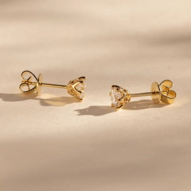 14K Solid Gold Round Cut Lab Grown Diamond Earring