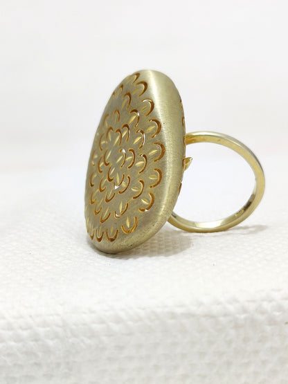 Boho Style Yellow Gold Plated Silver Ring
