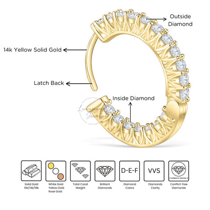 0.40 CT Inside Out Hoop Round Diamond Earrings