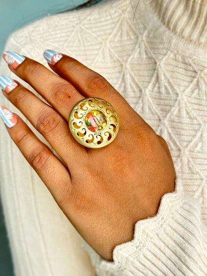 Vintage 1970's Real Flower Ring