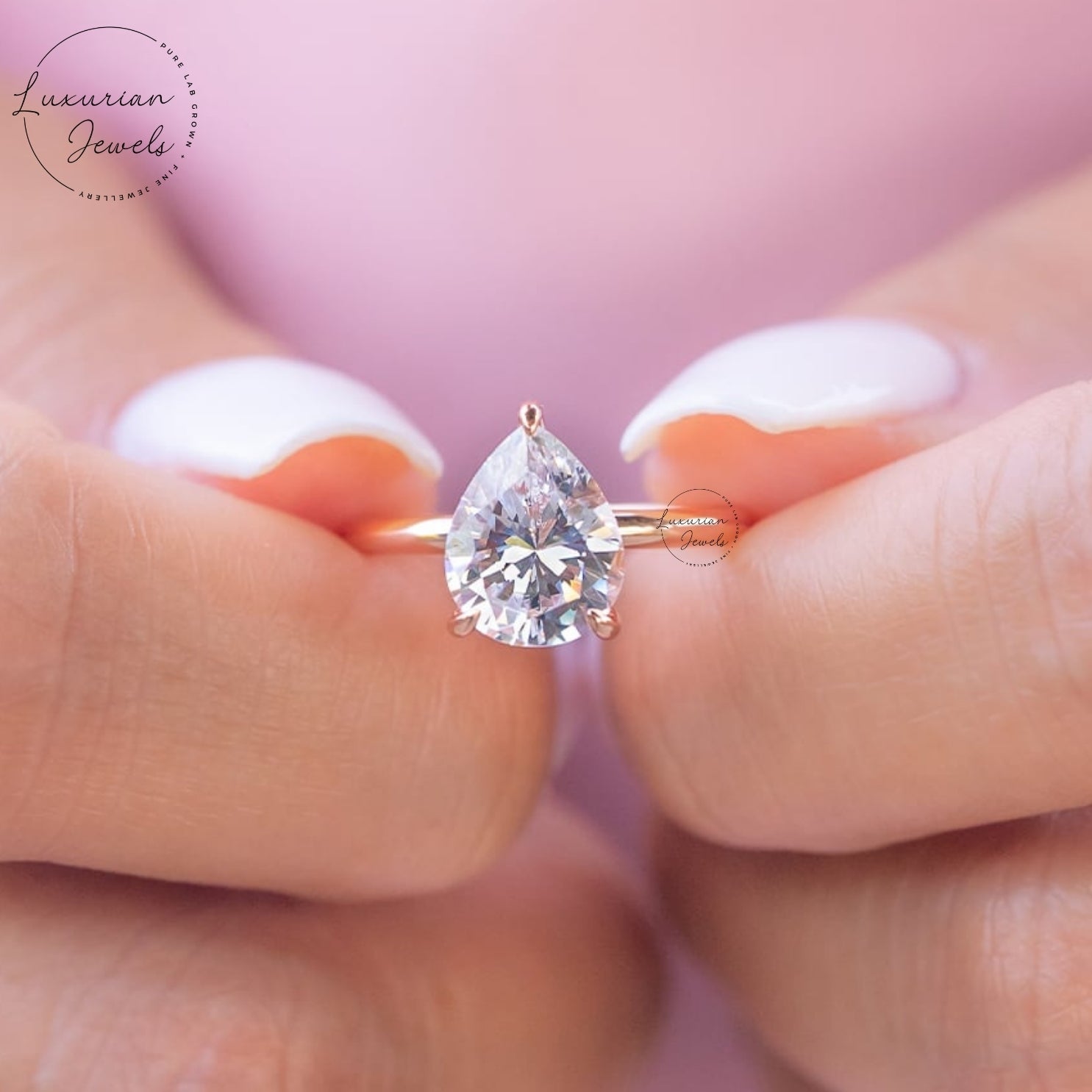 Pear Shaped Lab Grown Engagement Ring