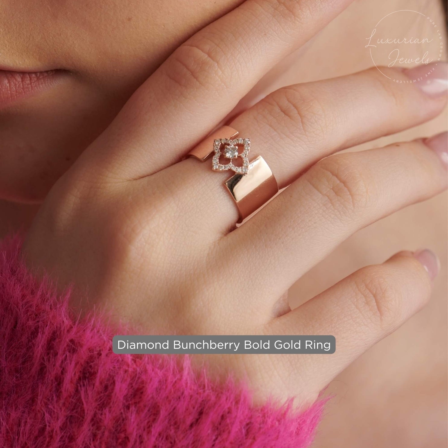  Bunchberry Diamond Bold Gold Ring