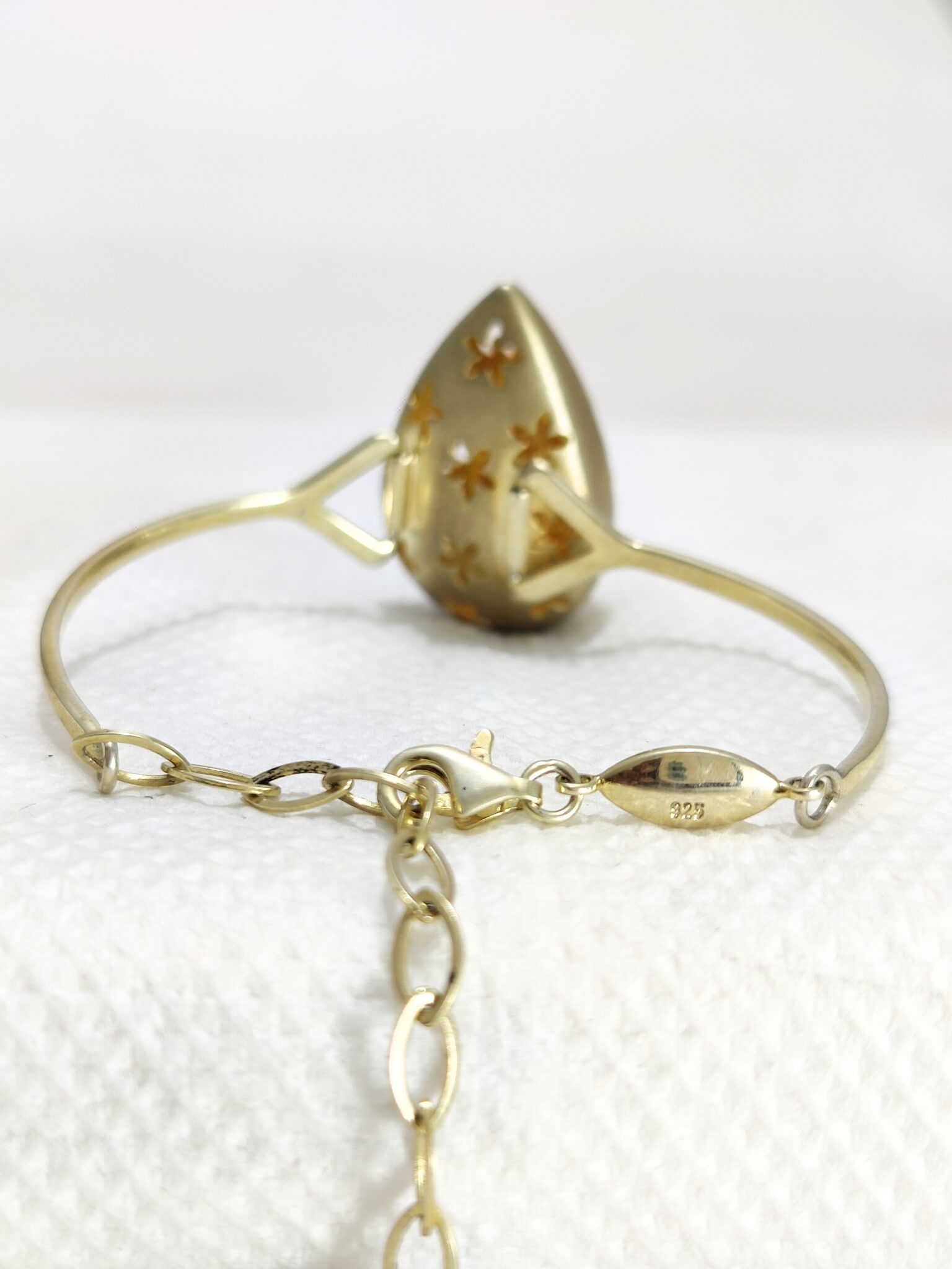 Large Pear Shape Antique Gold Plated Bracelet