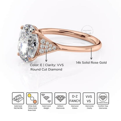 Oval Cut Diamond Triangle Shape Ring