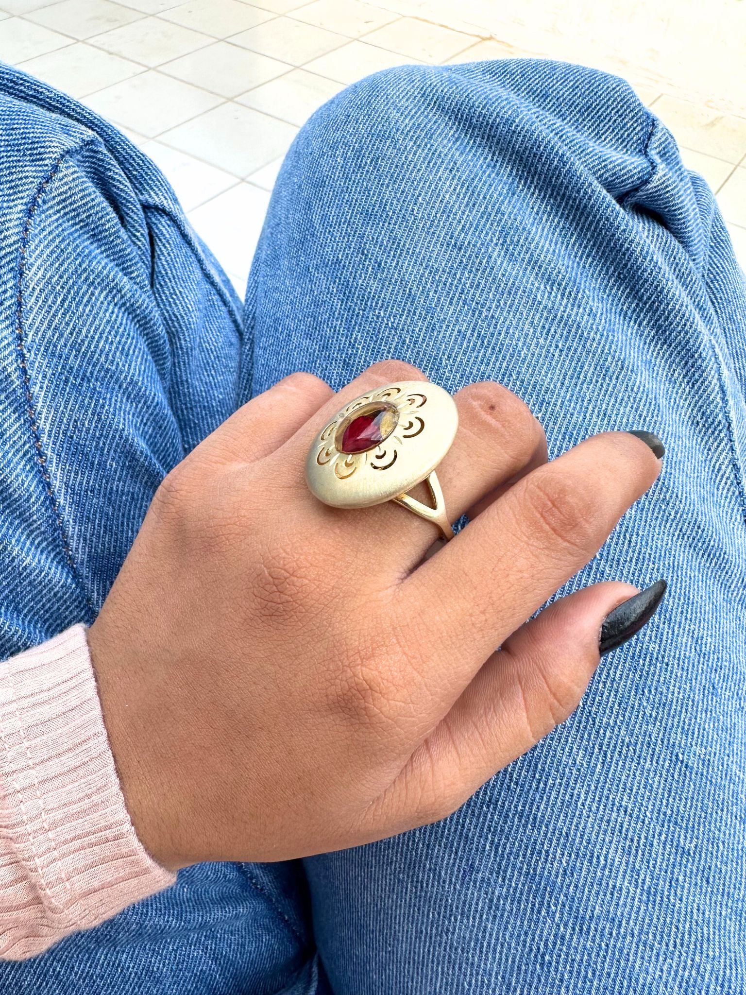 Nature Red Rose Flower Romantic Ring