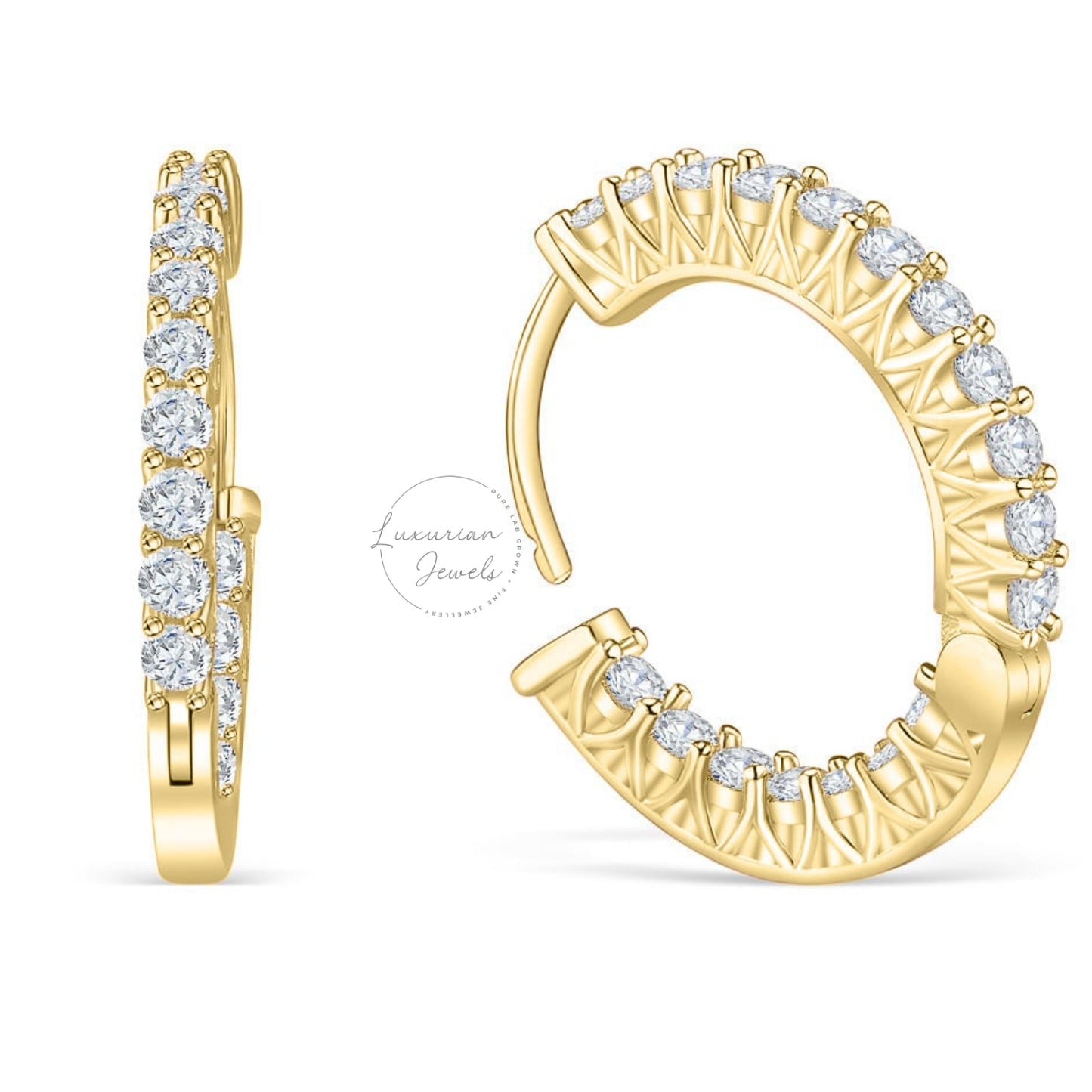 0.40 CT Inside Out Hoop Round Diamond Earrings