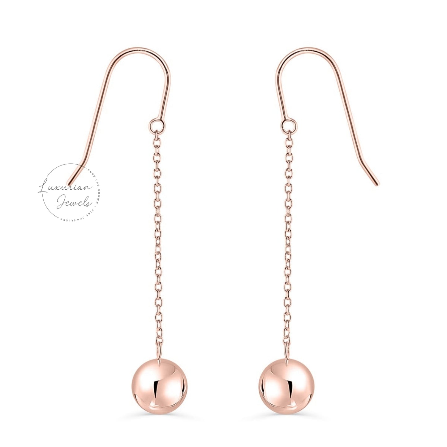 14K Gold Ball Chain Drop Dangle Earrings