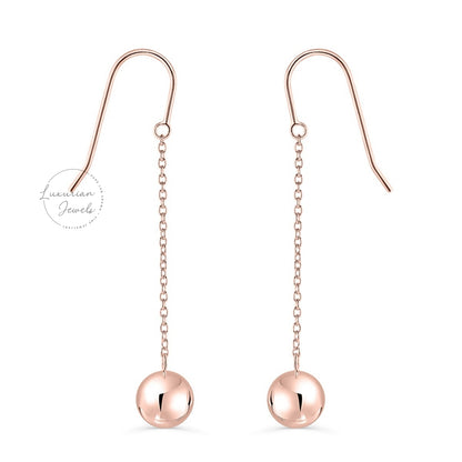 14K Gold Ball Chain Drop Dangle Earrings