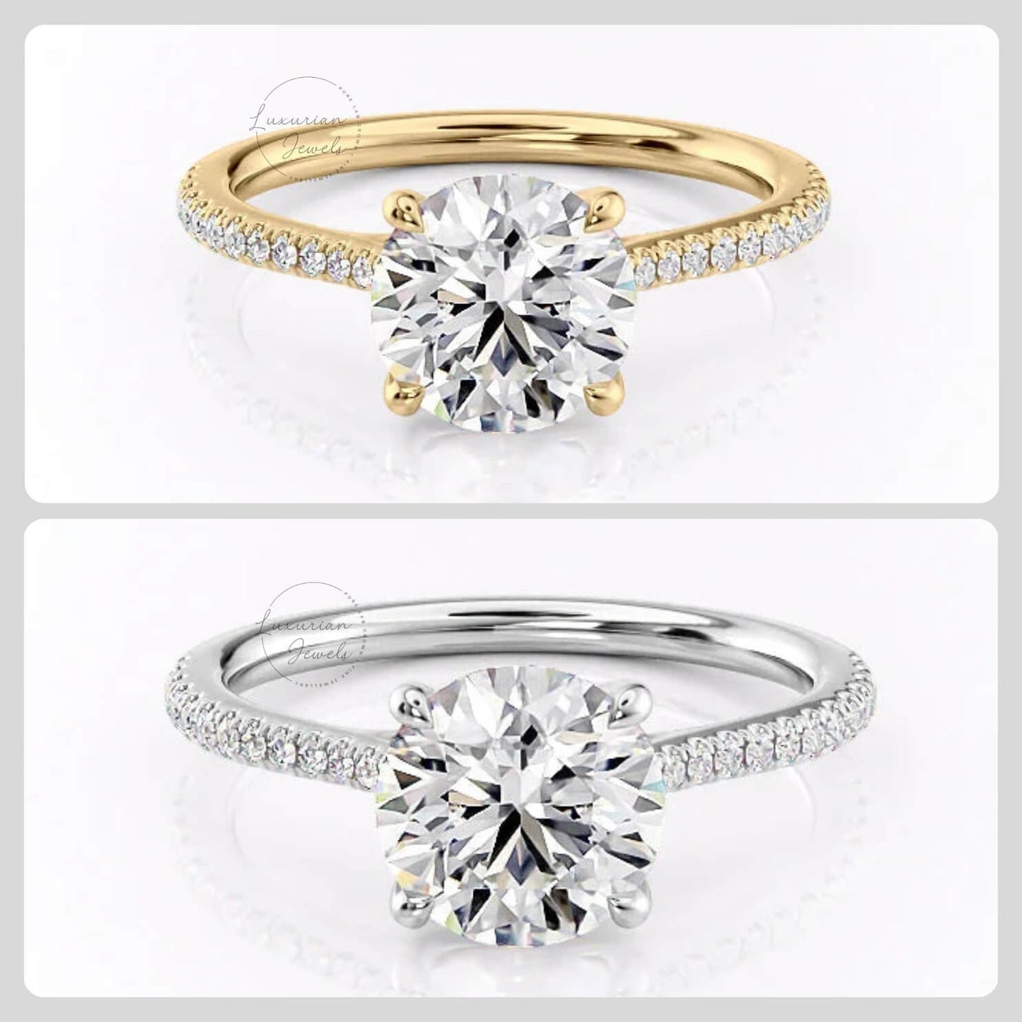 Round Cut Solitaire Accent Diamond Ring