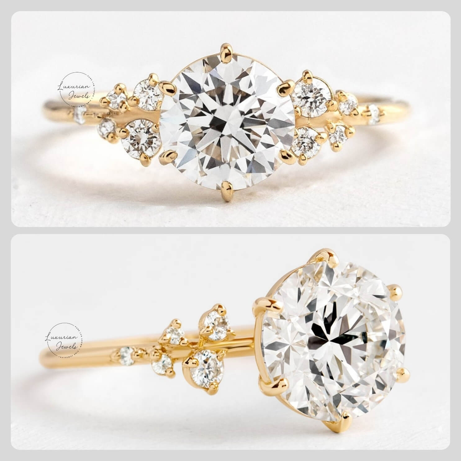 Vintage Round Cut Diamond Cluster Ring