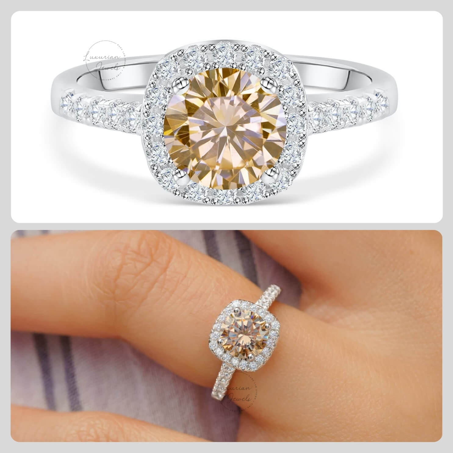 10K Yellow Diamond Brilliant Round Cut Vintage Ring