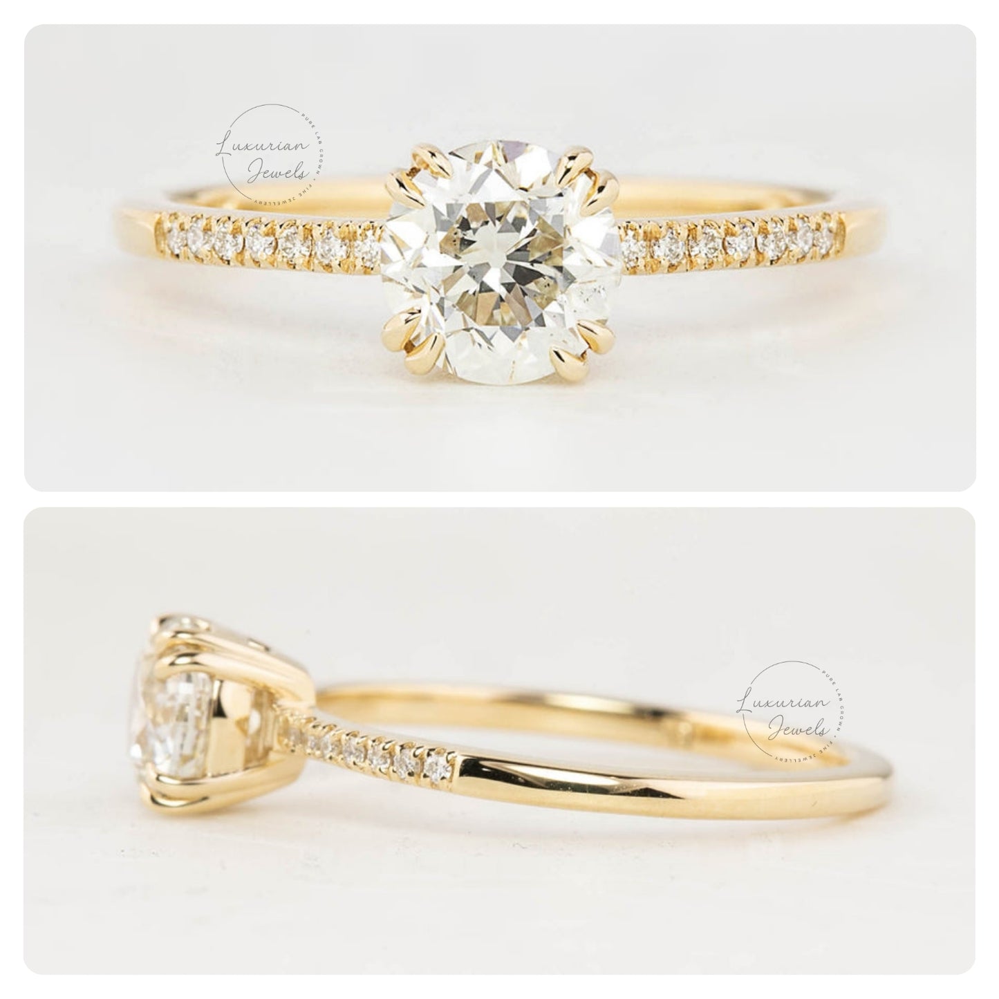 Yellow Gold Old Mine Cut Diamond Engagement Ring