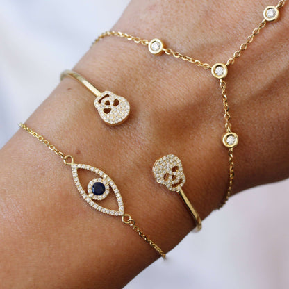 14K Evil Eye Birthstone Diamonds Bracelet