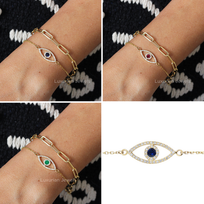 Evil Eye Birthstone Diamonds Bracelet