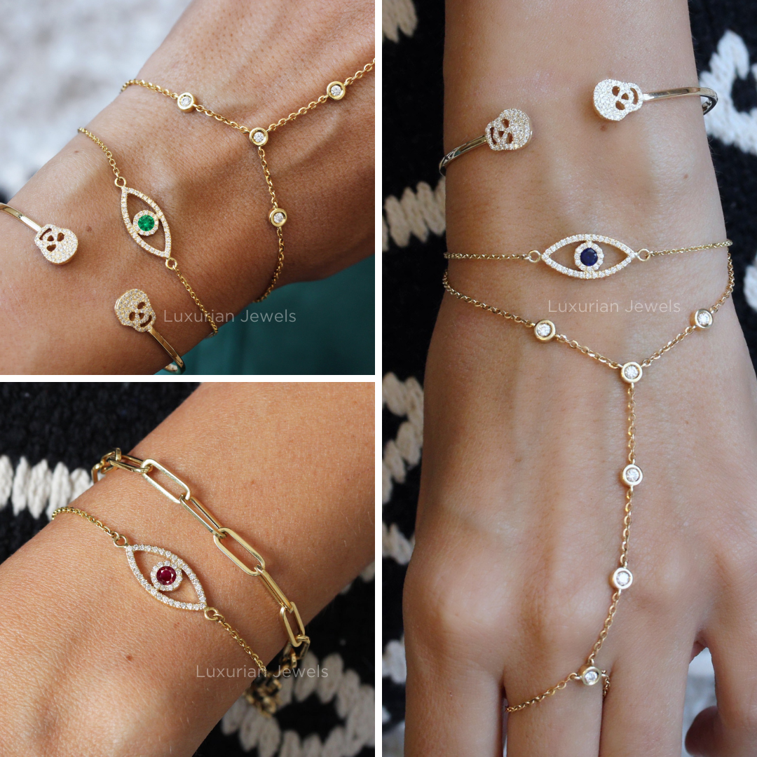 Evil Eye Birthstone Diamonds Bracelet