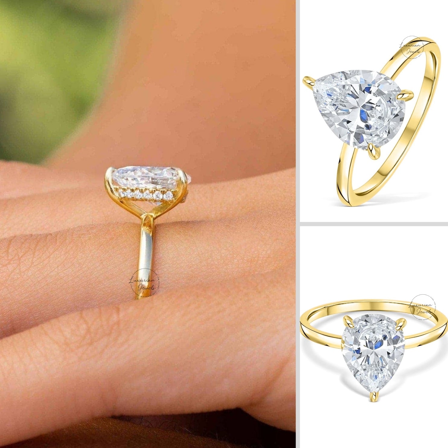 Pear Shaped Lab Grown Engagement Ring