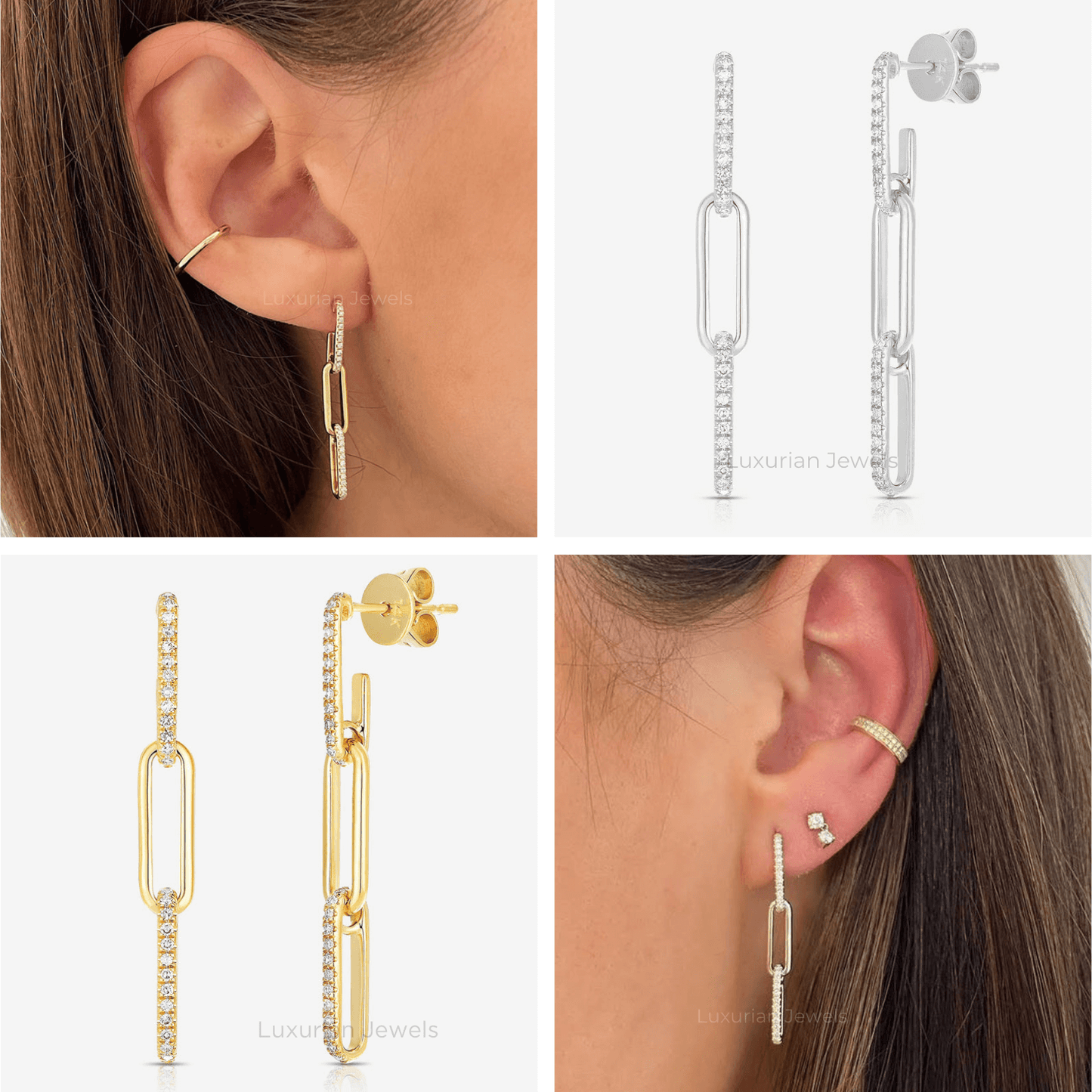 0.50 CT Linked Drop Dangle Lab Grown Diamond Earrings