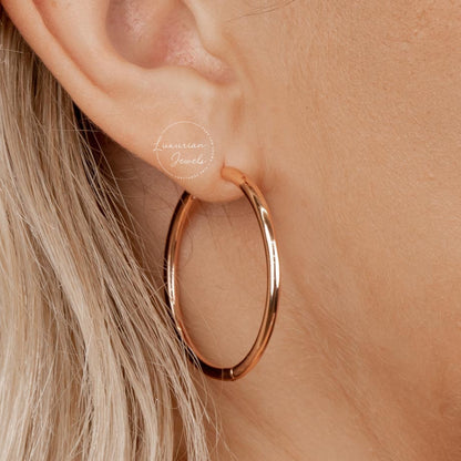 14k Solid Gold Dainty Round Hoop Earrings