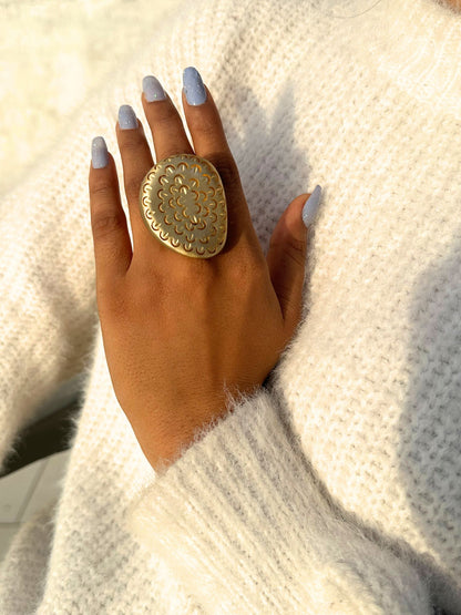 Boho Style Yellow Gold Plated Silver Ring