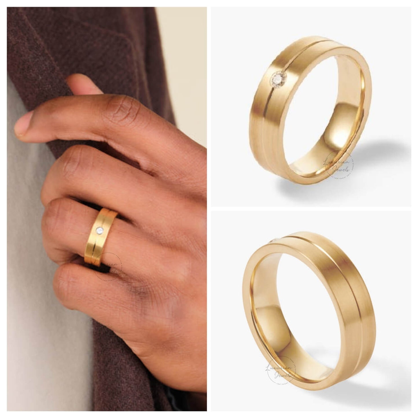 Yellow Gold Single Diamond Men's Wedding Gold Ring