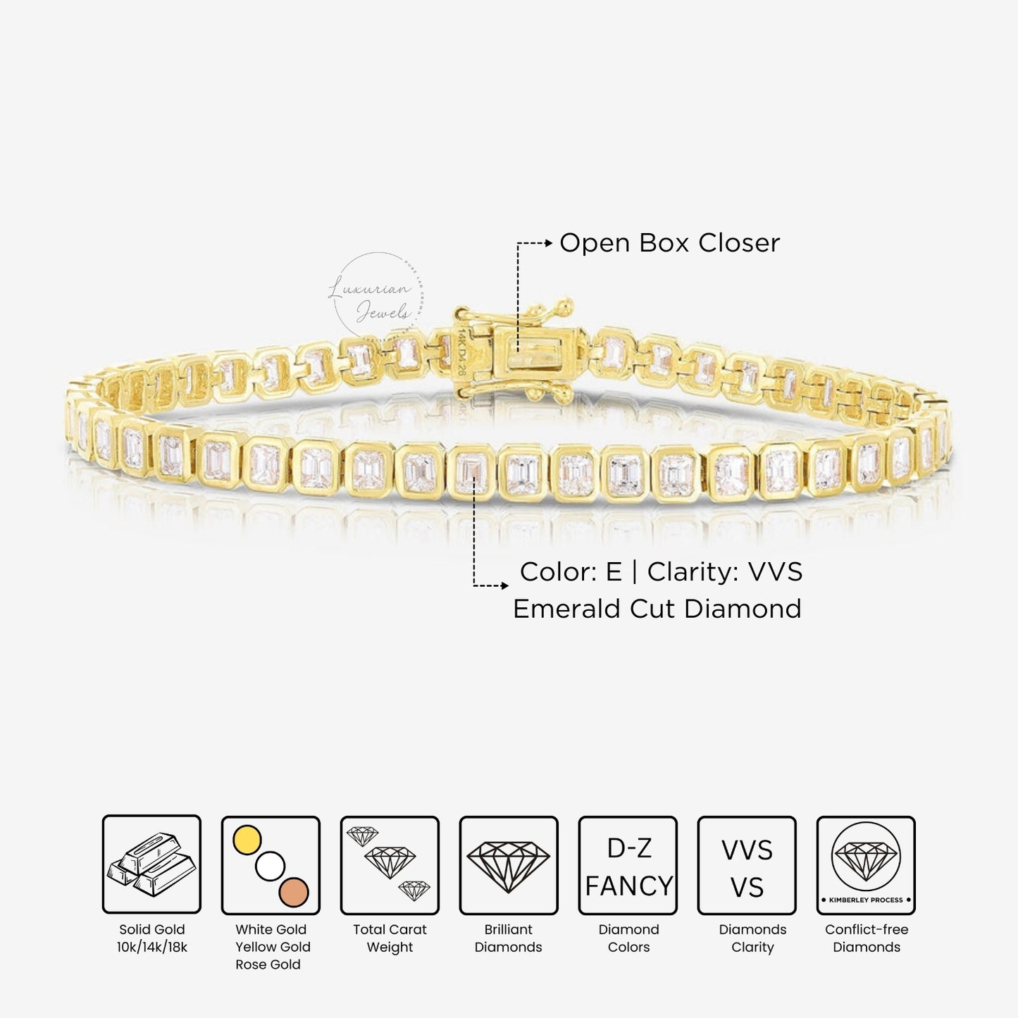 Emerald Cut Diamond Tennis Bracelet