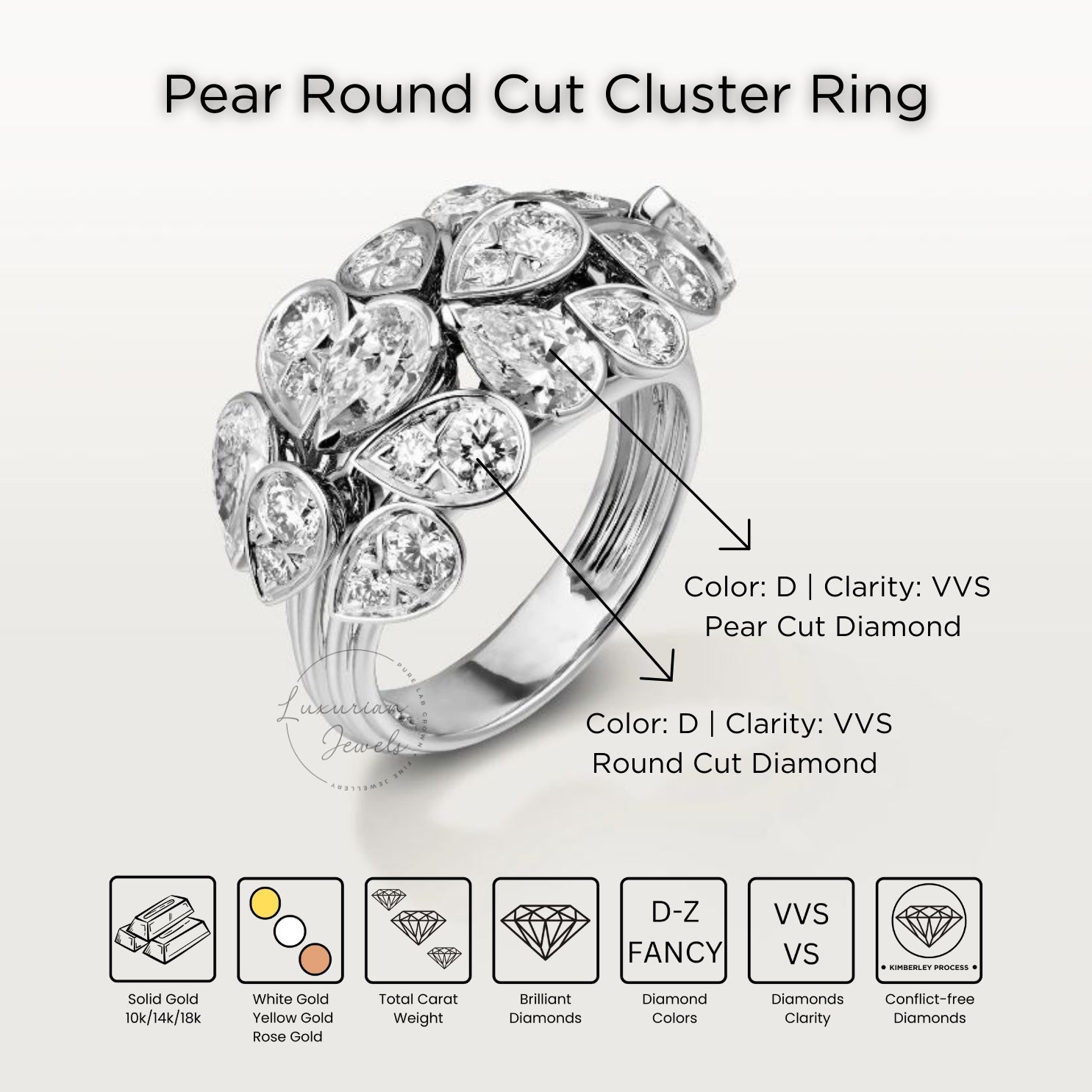 Cluster Diamond Broad Bridal Ring