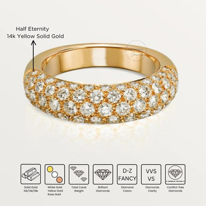  Round Cut Solid Gold Wedding Band