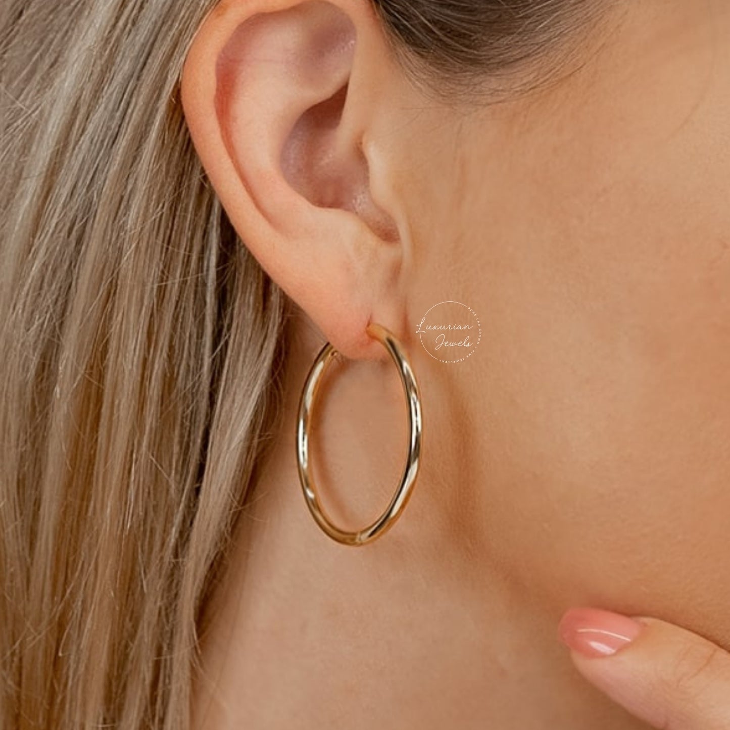 14k Solid Gold Dainty Round Hoop Earrings