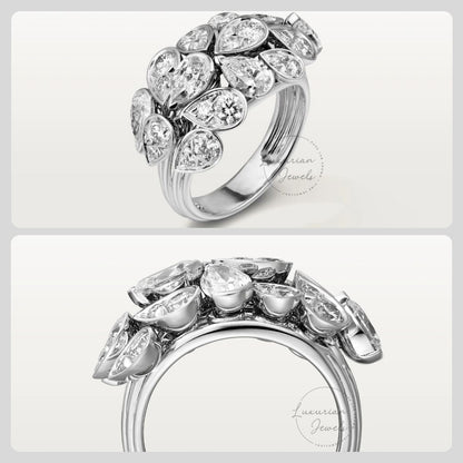 Cluster Diamond Broad Bridal Ring