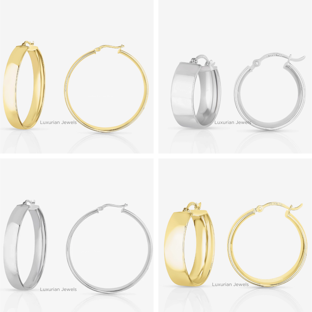 18K Solid Gold Round Hoop Earrings