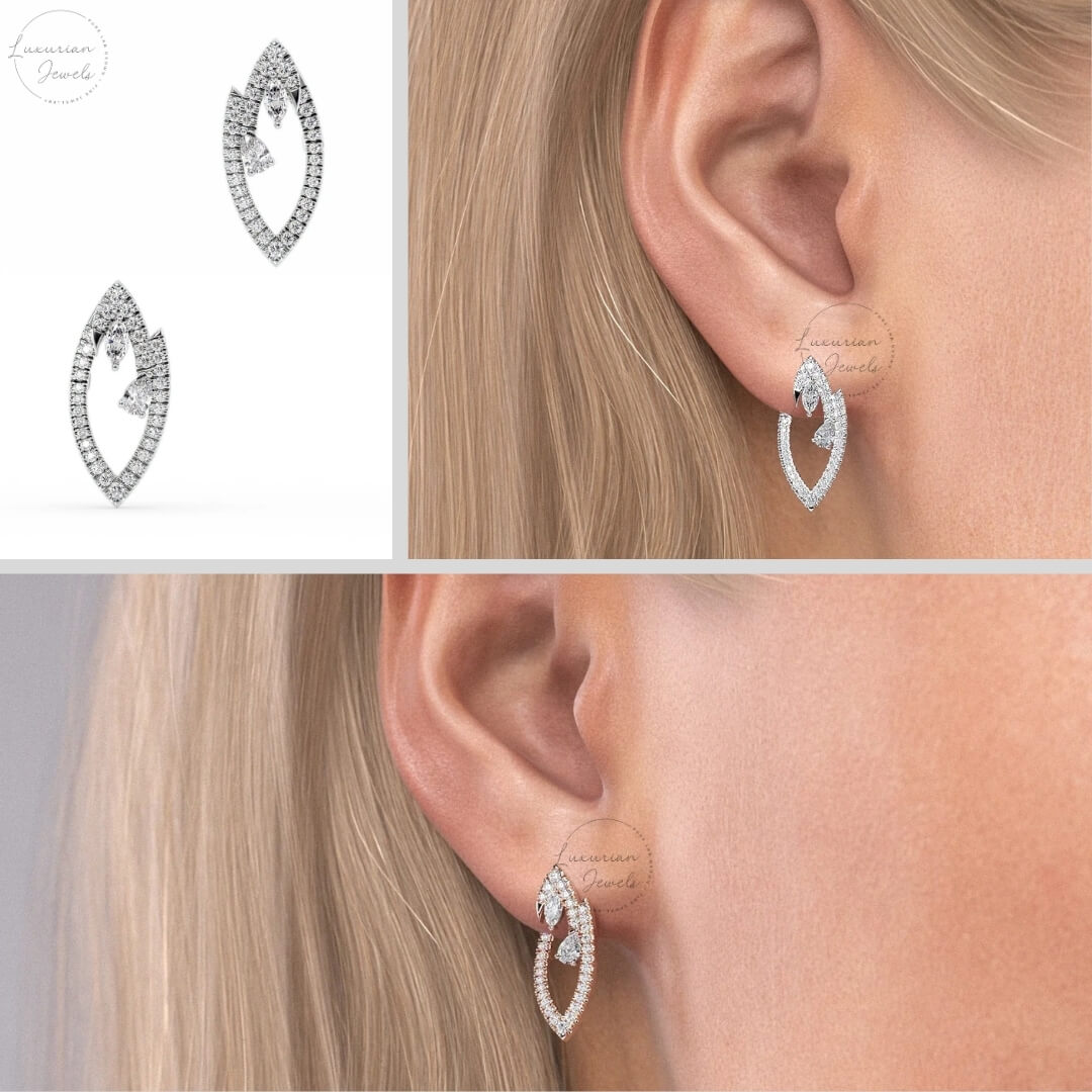 Lab Grown Multi Diamond Marquise Earrings