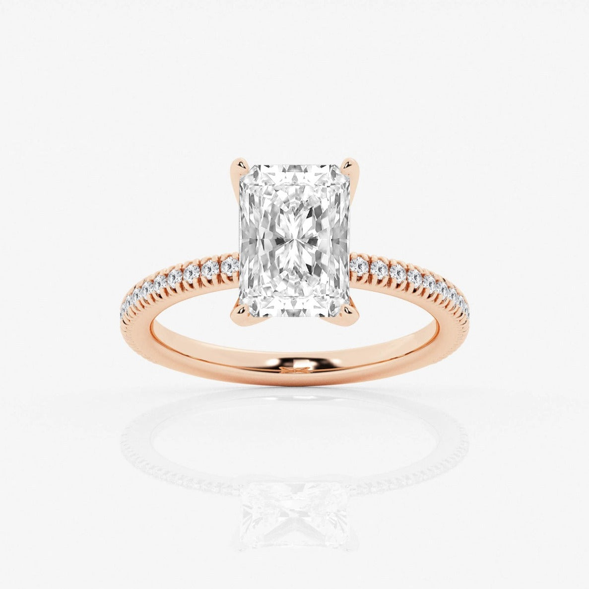 Radiant Cut Hidden Halo Engagement Ring