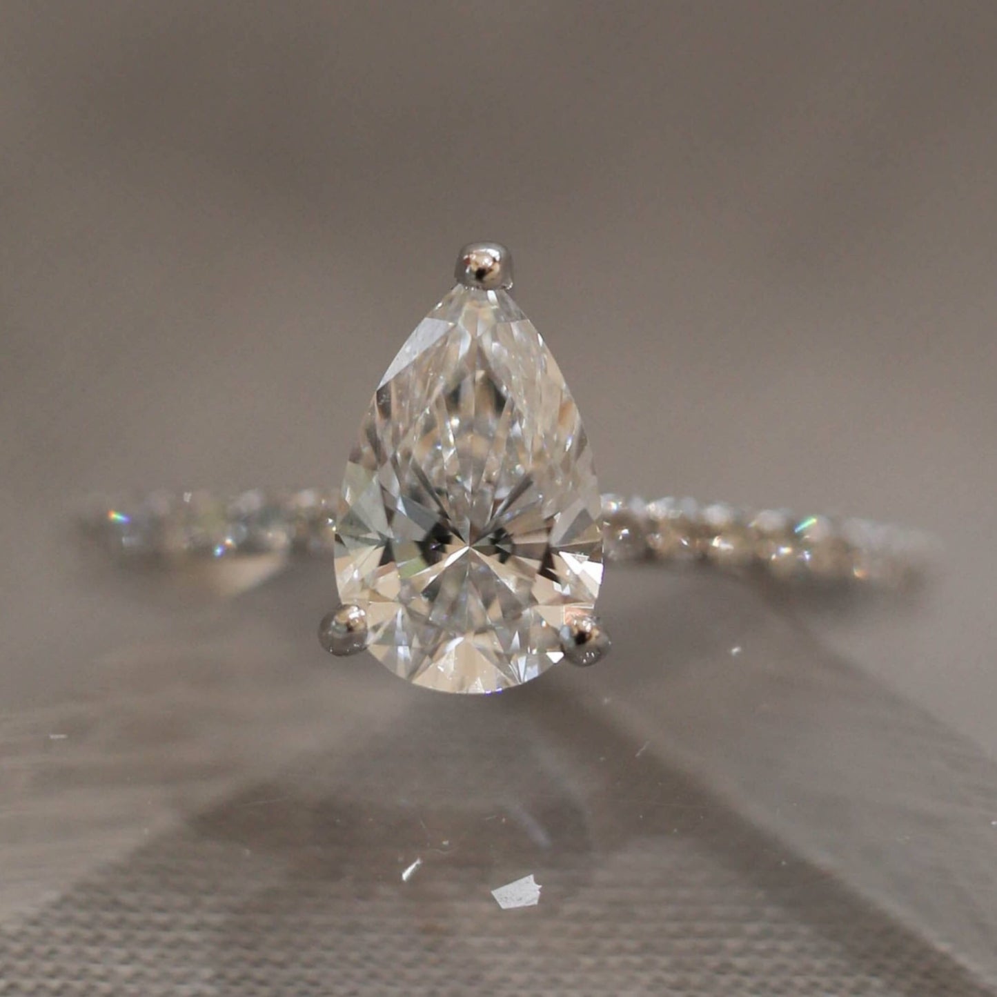 Antique Pear Cut Moissanite Engagement Ring