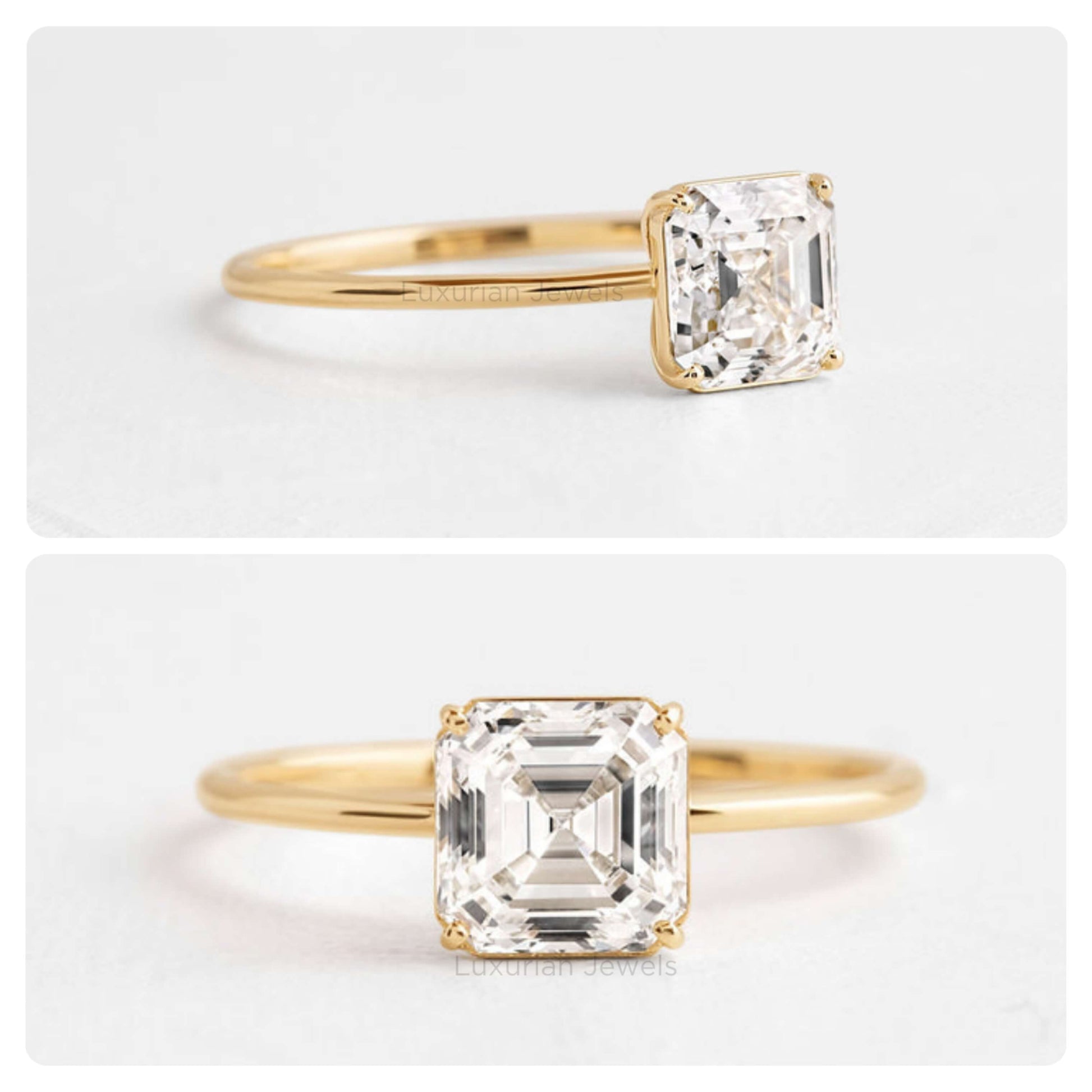 Asscher Cut Lab Diamond Engagement Ring