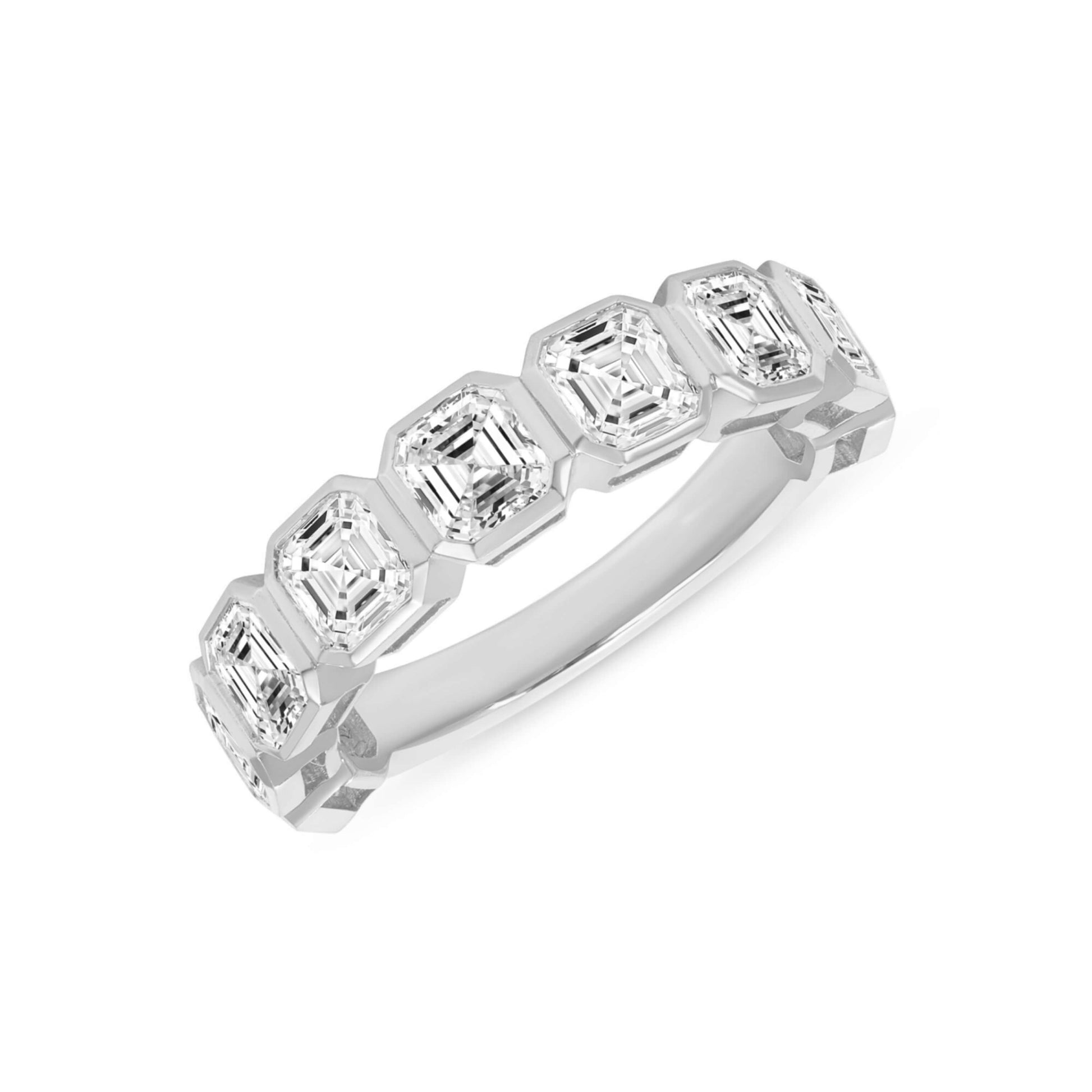 Asscher Cut Moissanite Band, Half Eternity Band