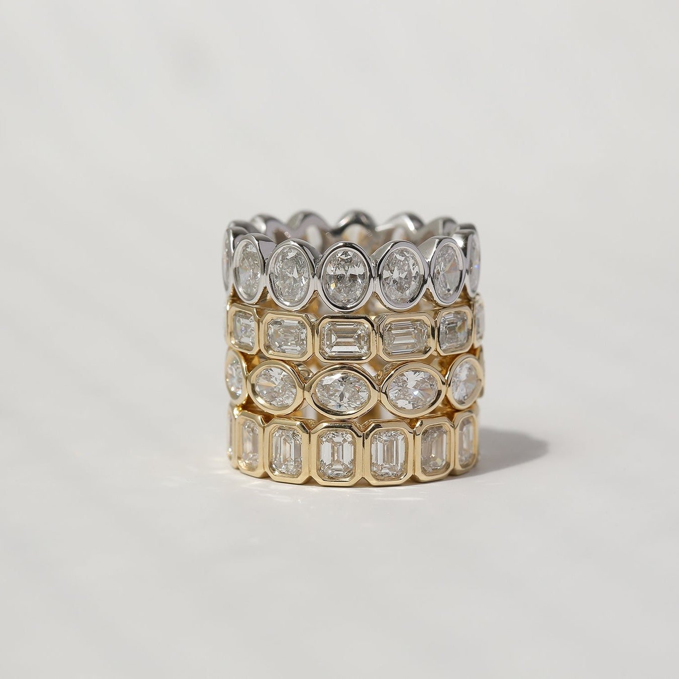 Bezel Set Emerald Cut Diamond Band