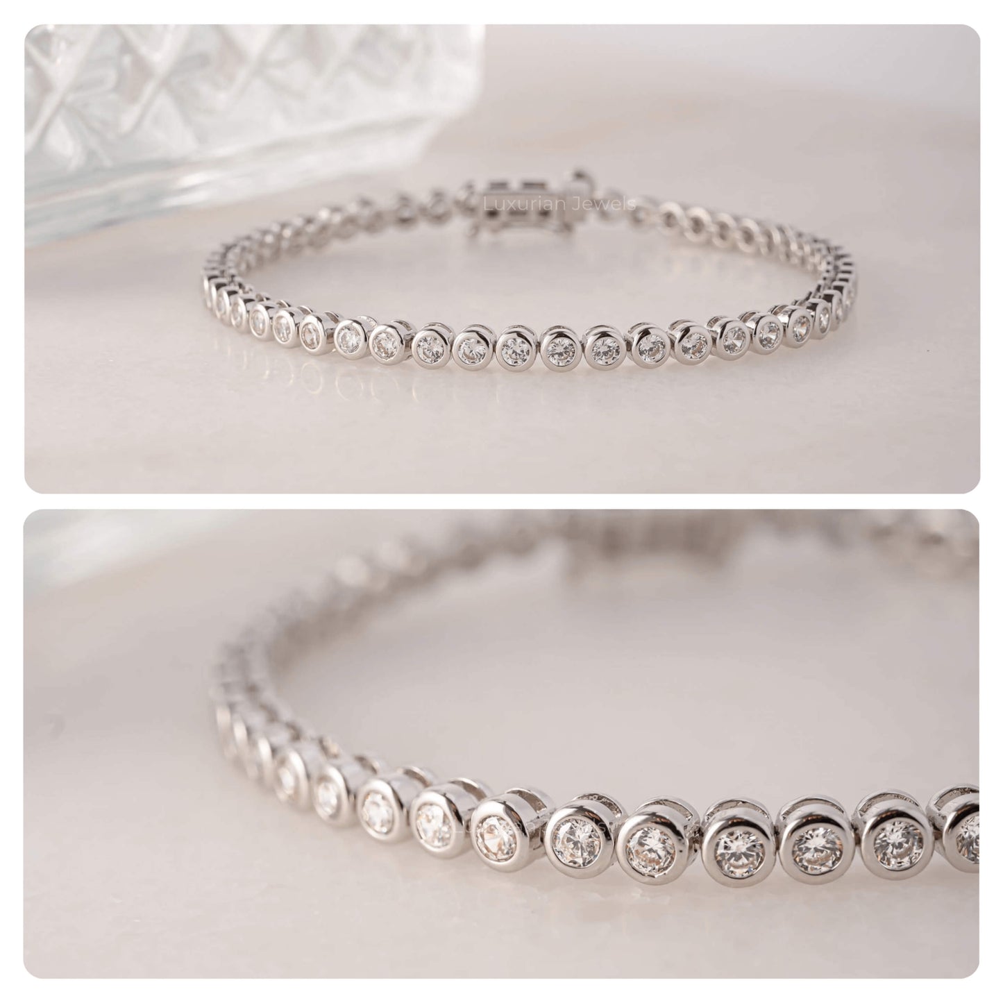 Bezel Set Eternity Comfortable Wedding Bracelet