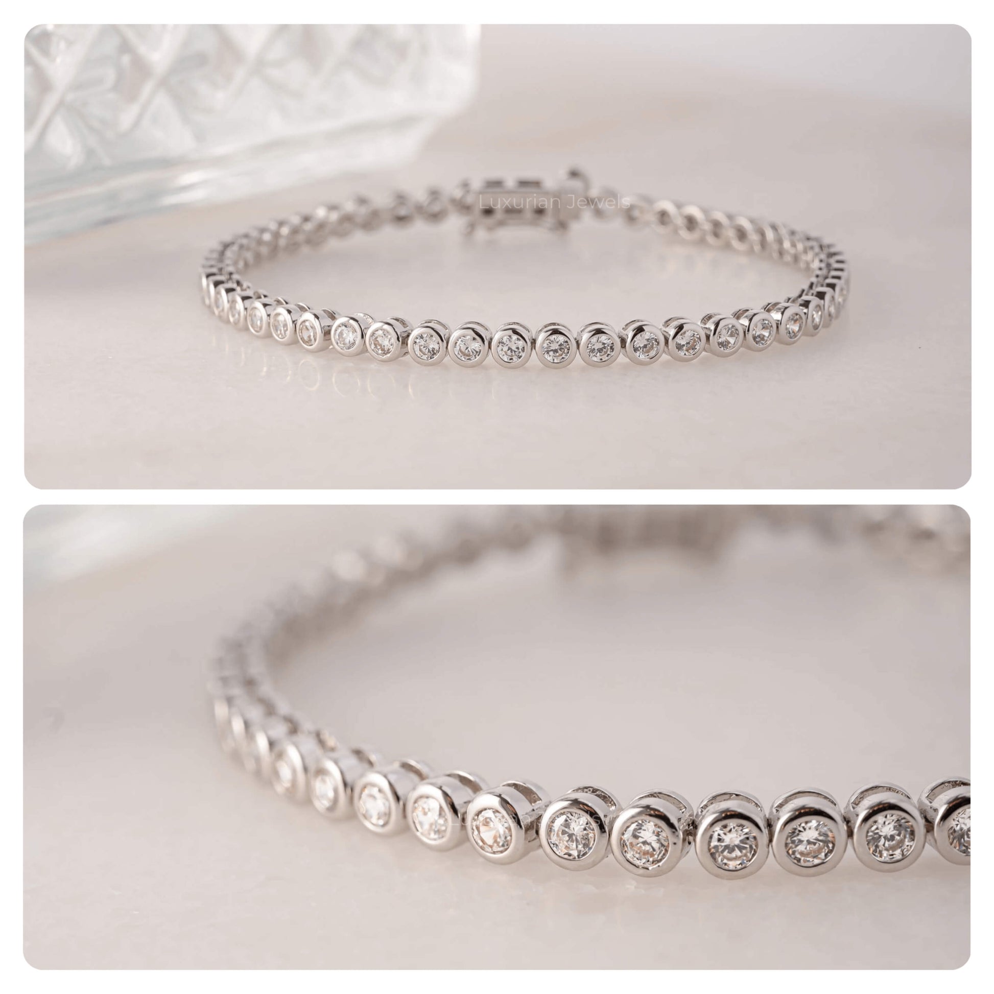 Bezel Set Eternity Comfortable Wedding Bracelet