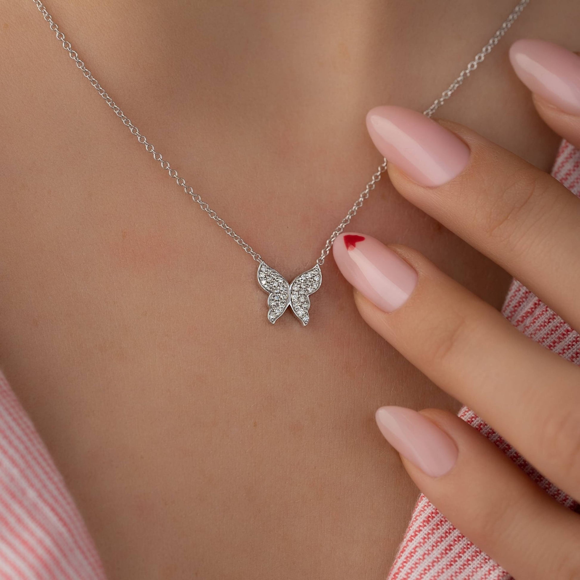 Butterfly Pendant Necklace, Butterfly Diamond Necklace