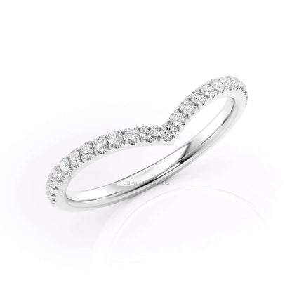 Chevron Style Micro Diamond Wedding Band