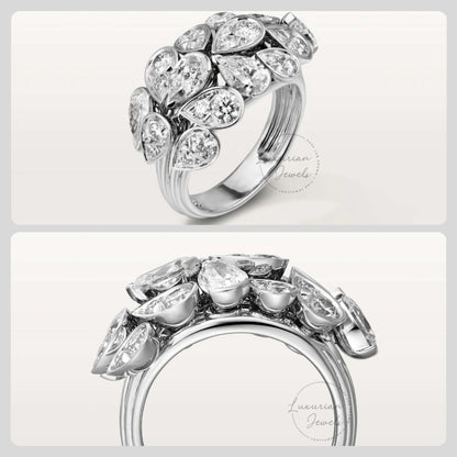 Cluster Diamond Broad Wedding Ring